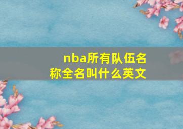 nba所有队伍名称全名叫什么英文