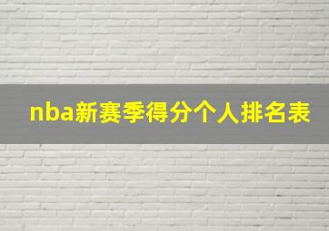 nba新赛季得分个人排名表