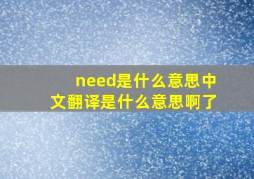 need是什么意思中文翻译是什么意思啊了