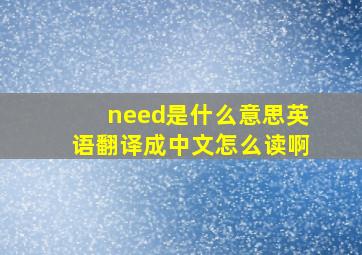 need是什么意思英语翻译成中文怎么读啊