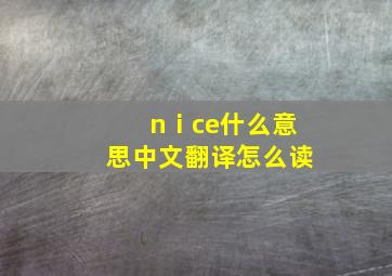 nⅰce什么意思中文翻译怎么读