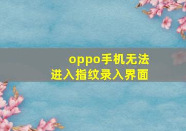 oppo手机无法进入指纹录入界面