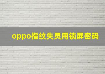 oppo指纹失灵用锁屏密码