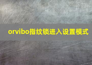 orvibo指纹锁进入设置模式