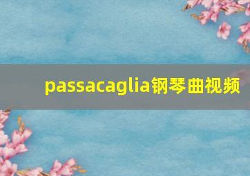 passacaglia钢琴曲视频