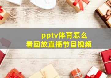 pptv体育怎么看回放直播节目视频