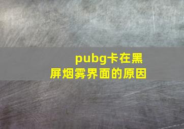 pubg卡在黑屏烟雾界面的原因