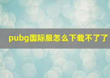 pubg国际服怎么下载不了了