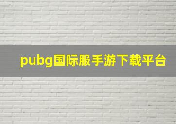 pubg国际服手游下载平台