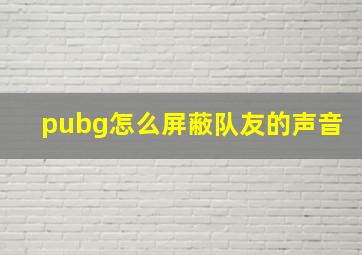 pubg怎么屏蔽队友的声音