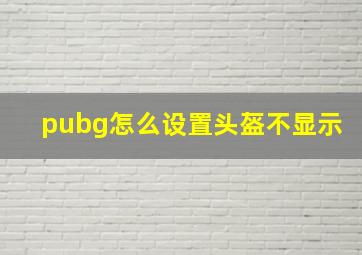 pubg怎么设置头盔不显示