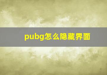 pubg怎么隐藏界面