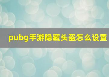 pubg手游隐藏头盔怎么设置