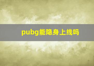 pubg能隐身上线吗