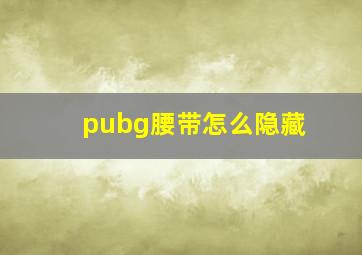 pubg腰带怎么隐藏