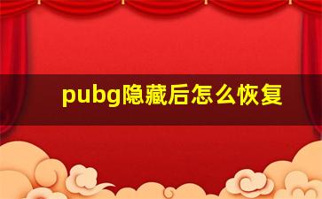 pubg隐藏后怎么恢复