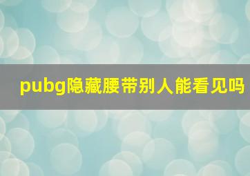 pubg隐藏腰带别人能看见吗