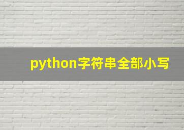 python字符串全部小写