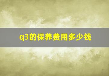 q3的保养费用多少钱