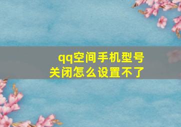 qq空间手机型号关闭怎么设置不了