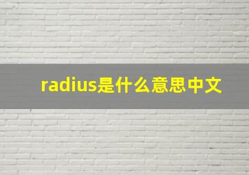 radius是什么意思中文