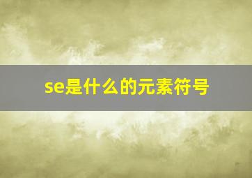 se是什么的元素符号