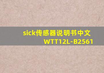 sick传感器说明书中文WTT12L-B2561