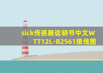 sick传感器说明书中文WTT12L-B2561接线图