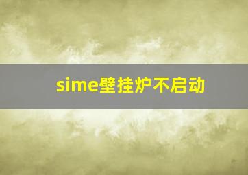 sime壁挂炉不启动