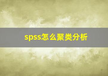 spss怎么聚类分析