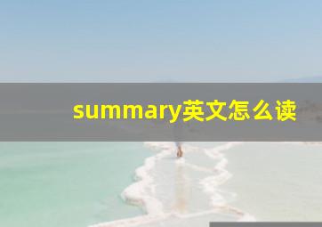 summary英文怎么读