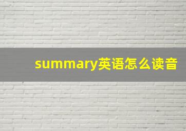 summary英语怎么读音