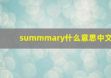 summmary什么意思中文