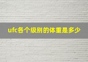 ufc各个级别的体重是多少