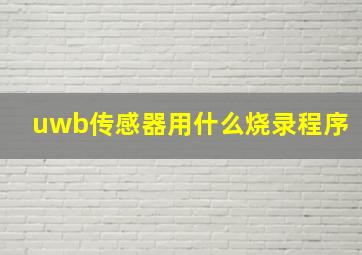 uwb传感器用什么烧录程序