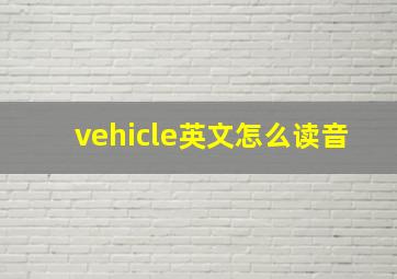 vehicle英文怎么读音