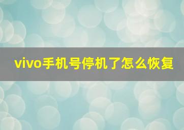 vivo手机号停机了怎么恢复