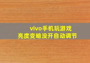 vivo手机玩游戏亮度变暗没开自动调节