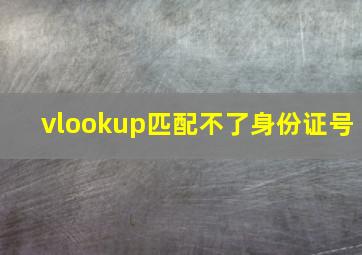 vlookup匹配不了身份证号