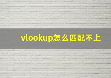 vlookup怎么匹配不上