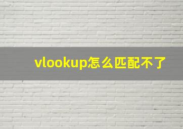 vlookup怎么匹配不了