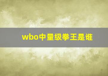 wbo中量级拳王是谁