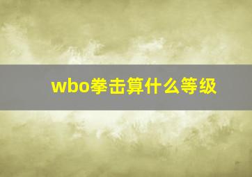 wbo拳击算什么等级