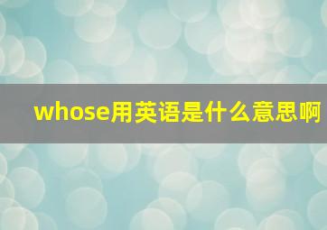 whose用英语是什么意思啊