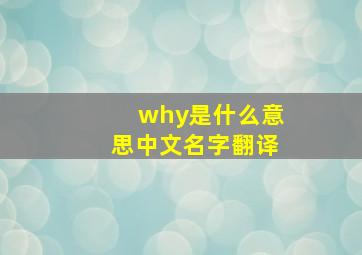 why是什么意思中文名字翻译