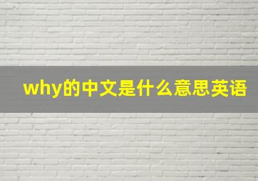 why的中文是什么意思英语