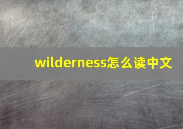 wilderness怎么读中文