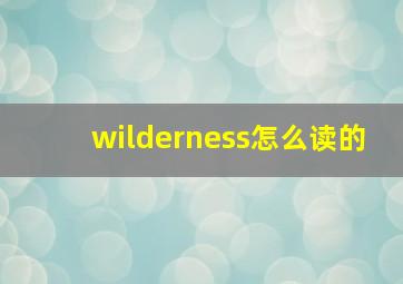 wilderness怎么读的