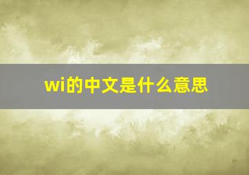 wi的中文是什么意思