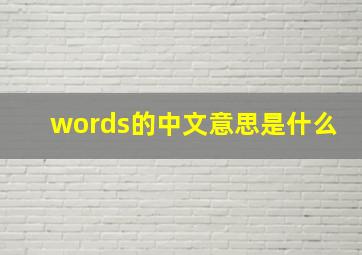 words的中文意思是什么